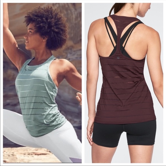 ATHLETA Chi High-Neck Mesh Stripe Tank Top - Picture 1 of 5